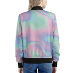 Holographic Waves Print Women's Bomber Jacket