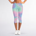 Holographic Waves Print Women's Capri Leggings