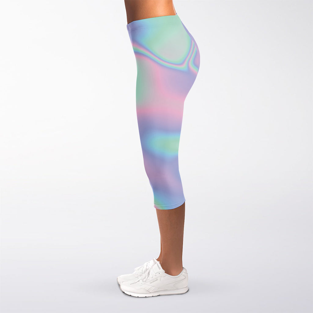 Holographic Waves Print Women's Capri Leggings
