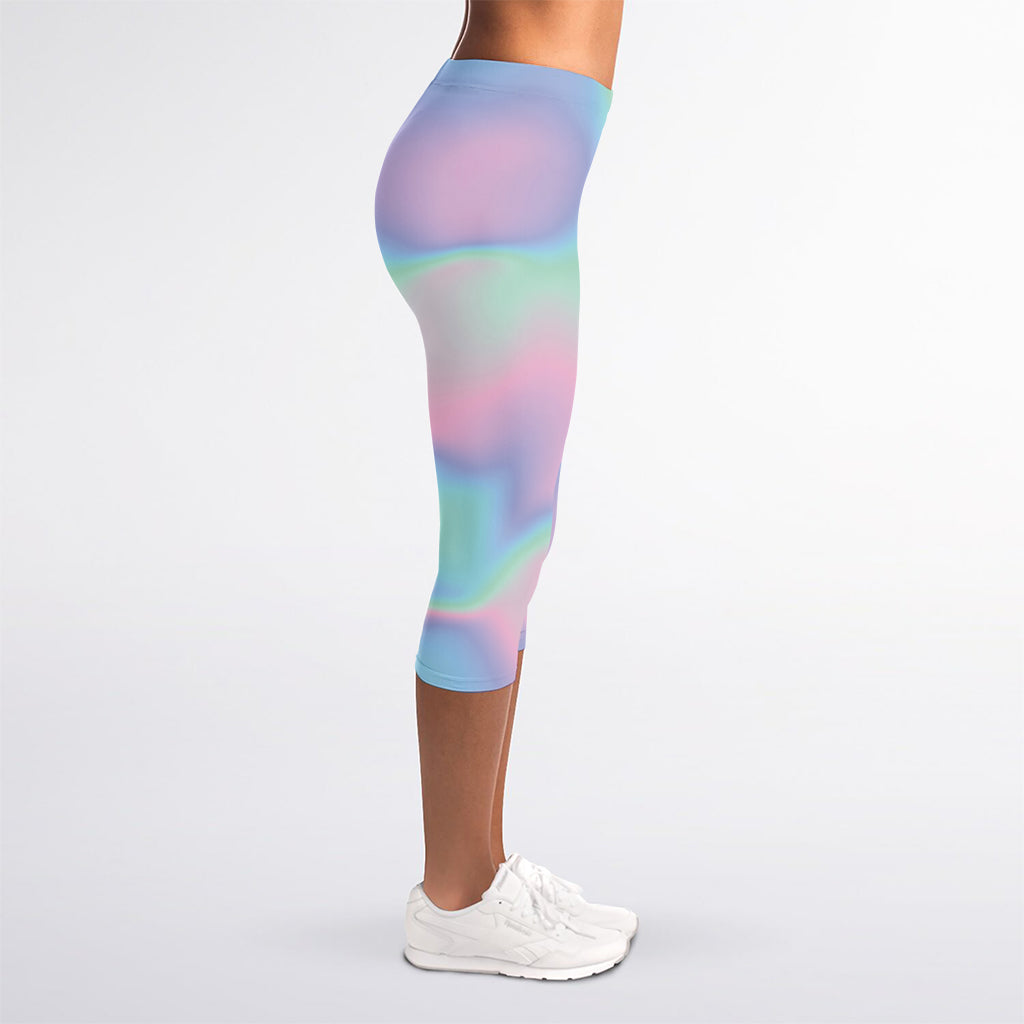 Holographic Waves Print Women's Capri Leggings