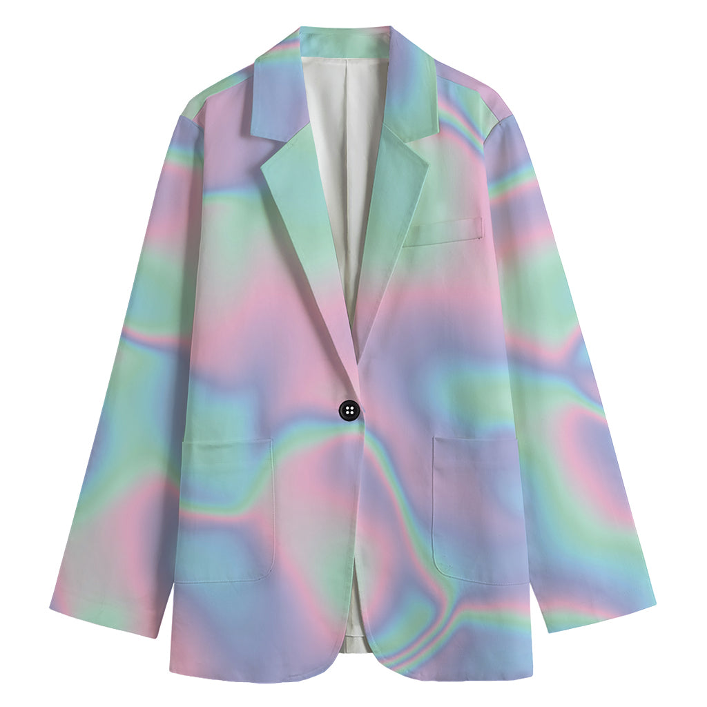Holographic Waves Print Women's Cotton Blazer