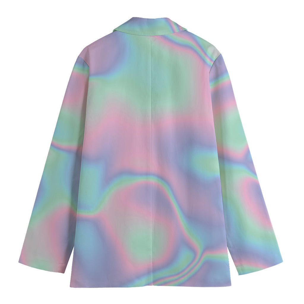 Holographic Waves Print Women's Cotton Blazer