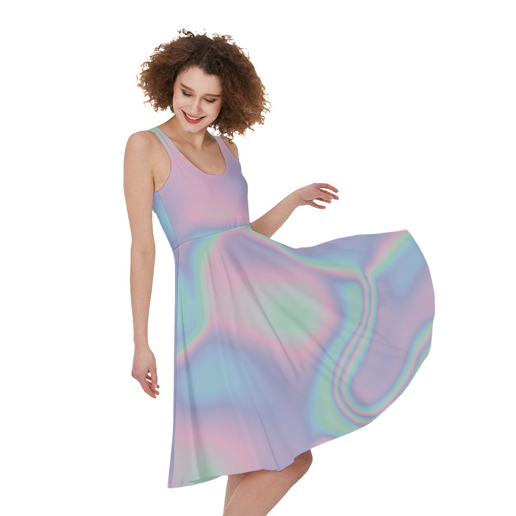 Holographic Waves Print Women's Sleeveless Dress