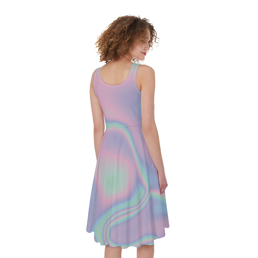 Holographic Waves Print Women's Sleeveless Dress
