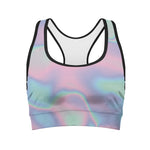 Holographic Waves Print Women's Sports Bra