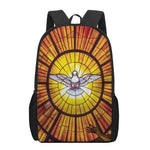 Holy Spirit Dove Stained Glass Print 17 Inch Backpack