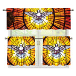 Holy Spirit Dove Stained Glass Print 3 Piece Kitchen Curtains