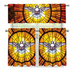 Holy Spirit Dove Stained Glass Print 3 Piece Kitchen Curtains