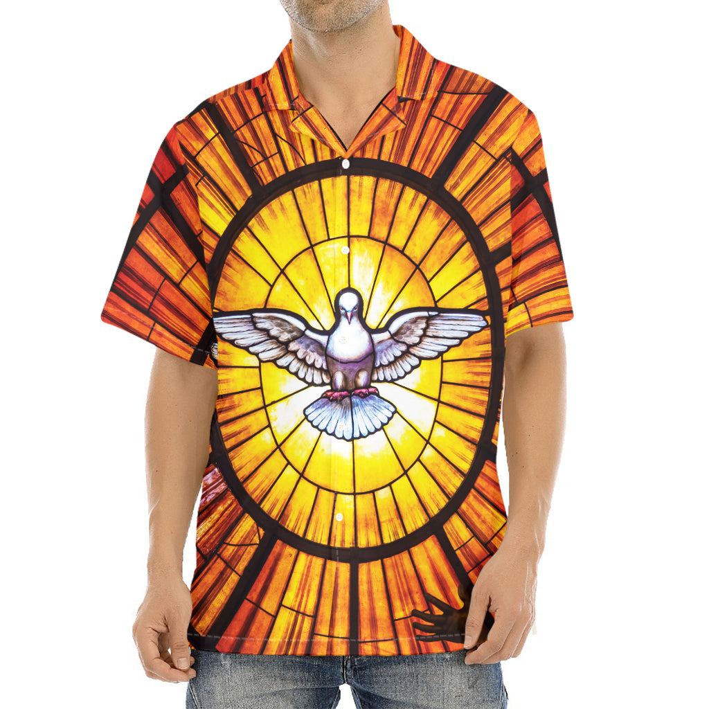 Holy Spirit Dove Stained Glass Print Aloha Shirt