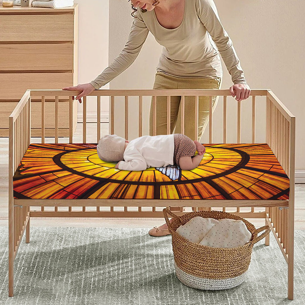 Holy Spirit Dove Stained Glass Print Baby Crib Sheet