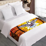 Holy Spirit Dove Stained Glass Print Bed Runner