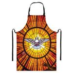 Holy Spirit Dove Stained Glass Print Bib Apron With Pocket