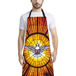 Holy Spirit Dove Stained Glass Print Bib Apron With Pocket