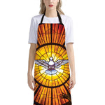 Holy Spirit Dove Stained Glass Print Bib Apron With Pocket