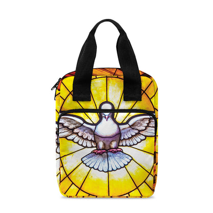 Holy Spirit Dove Stained Glass Print Bible Tote Bag