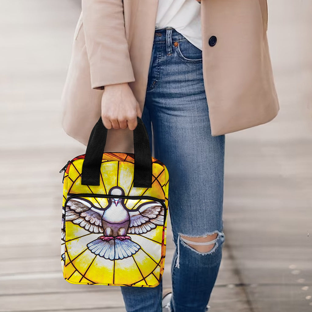 Holy Spirit Dove Stained Glass Print Bible Tote Bag