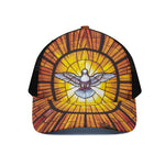 Holy Spirit Dove Stained Glass Print Black Mesh Trucker Cap