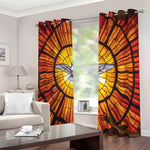 Holy Spirit Dove Stained Glass Print Blackout Grommet Curtains