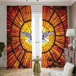 Holy Spirit Dove Stained Glass Print Blackout Pencil Pleat Curtains