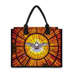 Holy Spirit Dove Stained Glass Print Canvas Tote Bag