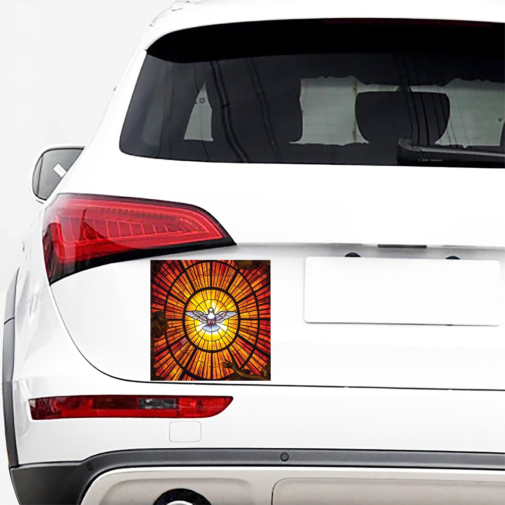 Holy Spirit Dove Stained Glass Print Car Sticker