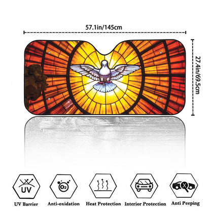 Holy Spirit Dove Stained Glass Print Car Windshield Sun Shade