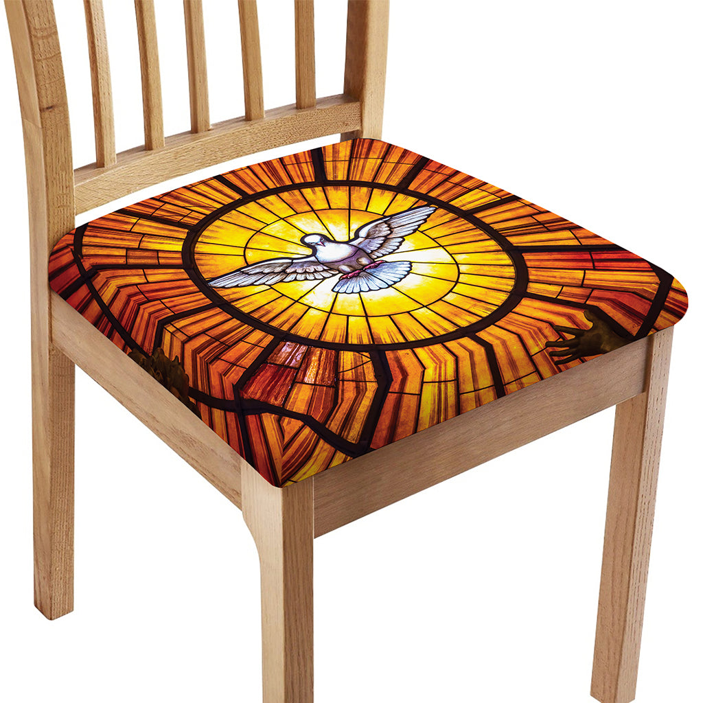 Holy Spirit Dove Stained Glass Print Chair Cushion Cover