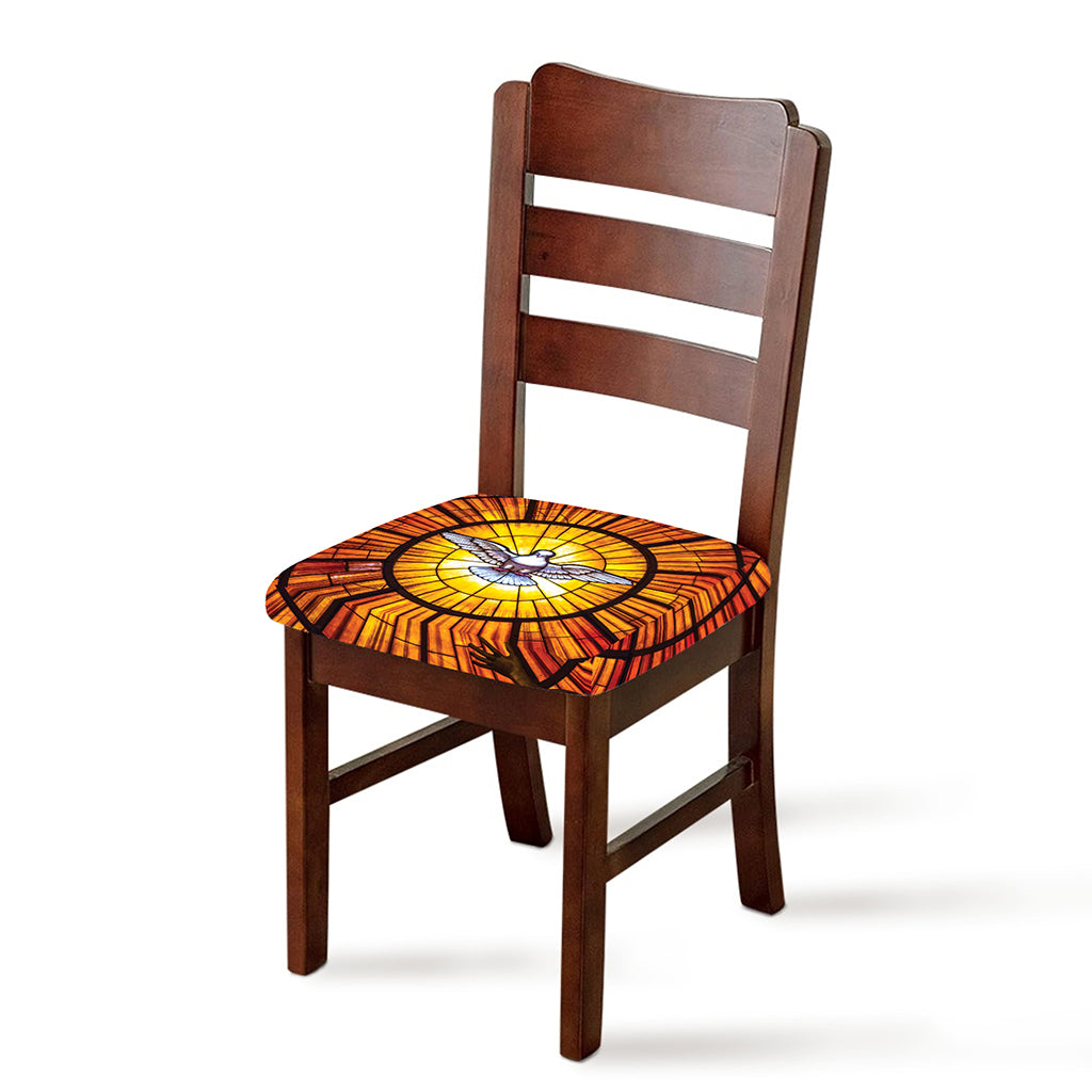 Holy Spirit Dove Stained Glass Print Chair Cushion Cover