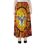 Holy Spirit Dove Stained Glass Print Chiffon Maxi Skirt