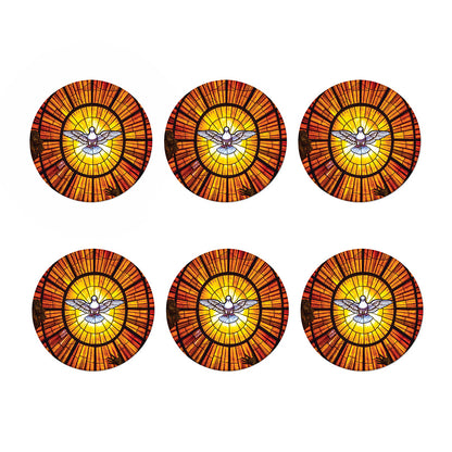 Holy Spirit Dove Stained Glass Print Coaster Set