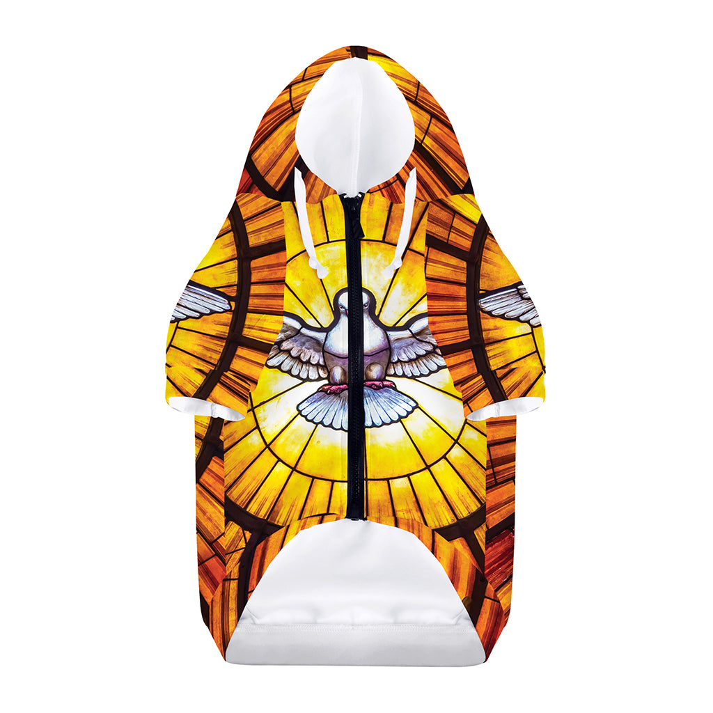 Holy Spirit Dove Stained Glass Print Dog Zip Up Hoodie