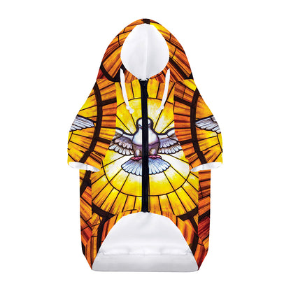 Holy Spirit Dove Stained Glass Print Dog Zip Up Hoodie