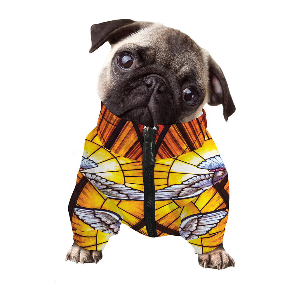 Holy Spirit Dove Stained Glass Print Dog Zip Up Jacket