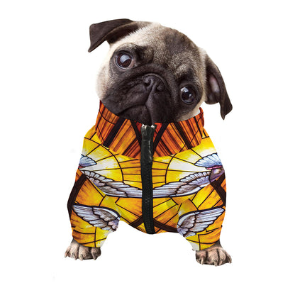 Holy Spirit Dove Stained Glass Print Dog Zip Up Jacket