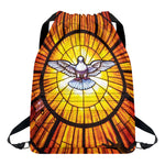 Holy Spirit Dove Stained Glass Print Drawstring Backpack