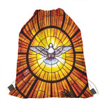 Holy Spirit Dove Stained Glass Print Drawstring Bag