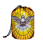 Holy Spirit Dove Stained Glass Print Drawstring Makeup Bag