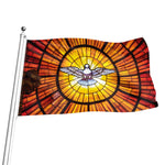 Holy Spirit Dove Stained Glass Print Flag