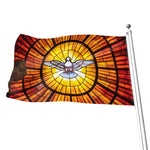 Holy Spirit Dove Stained Glass Print Flag