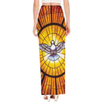 Holy Spirit Dove Stained Glass Print High Slit Maxi Skirt