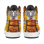 Holy Spirit Dove Stained Glass Print High Top Leather Sneakers