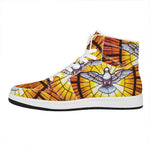 Holy Spirit Dove Stained Glass Print High Top Leather Sneakers