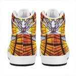 Holy Spirit Dove Stained Glass Print High Top Leather Sneakers