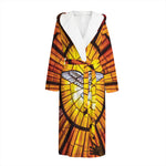 Holy Spirit Dove Stained Glass Print Hooded Bathrobe