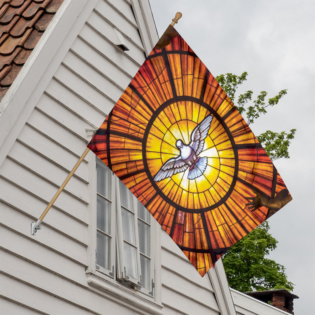 Holy Spirit Dove Stained Glass Print House Flag