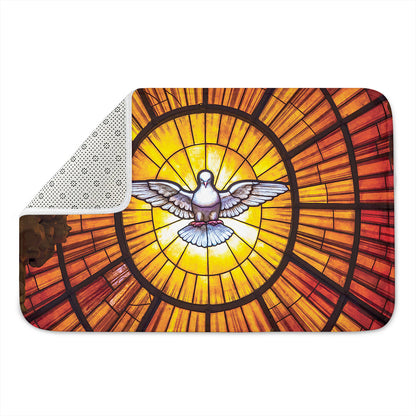 Holy Spirit Dove Stained Glass Print Indoor Door Mat