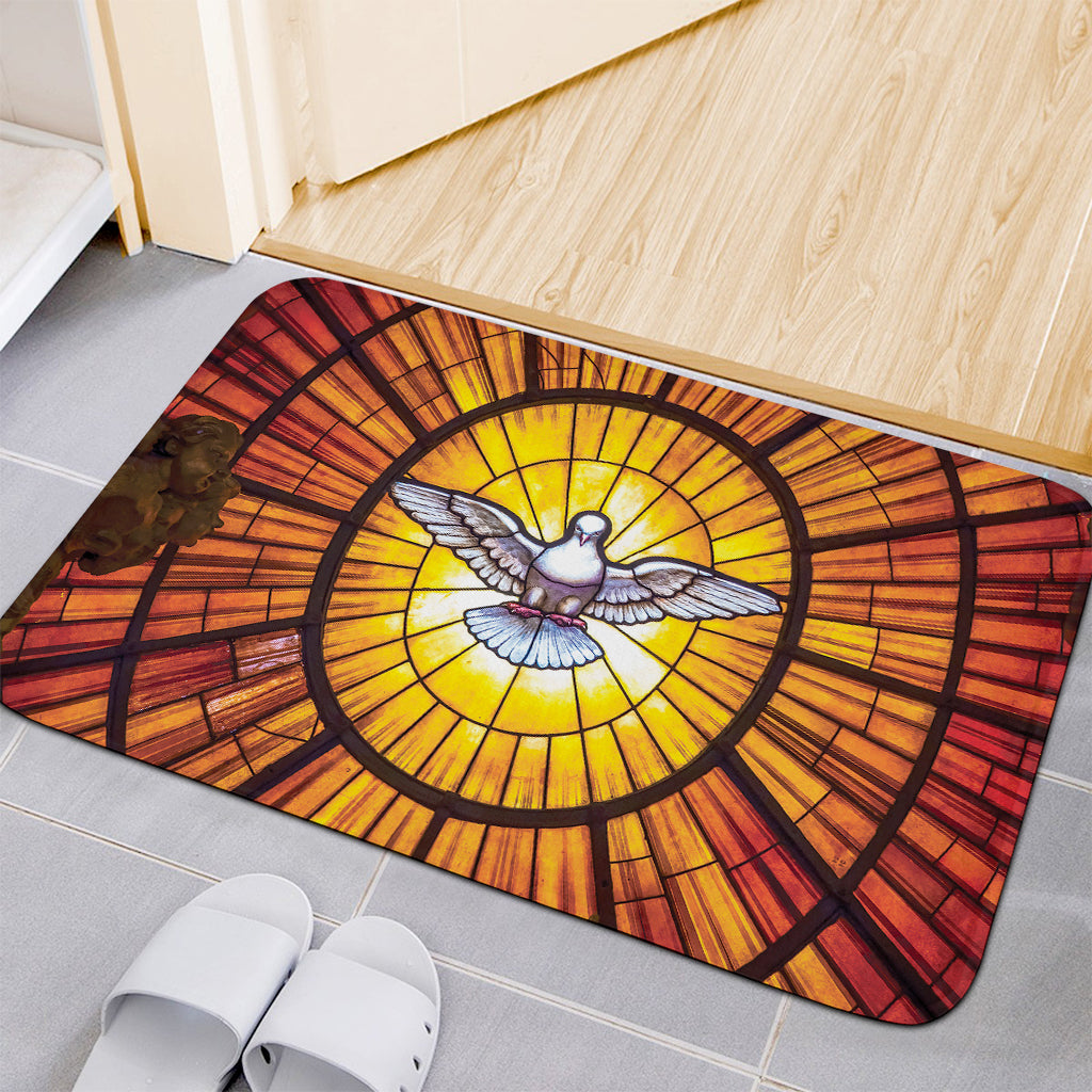 Holy Spirit Dove Stained Glass Print Indoor Door Mat