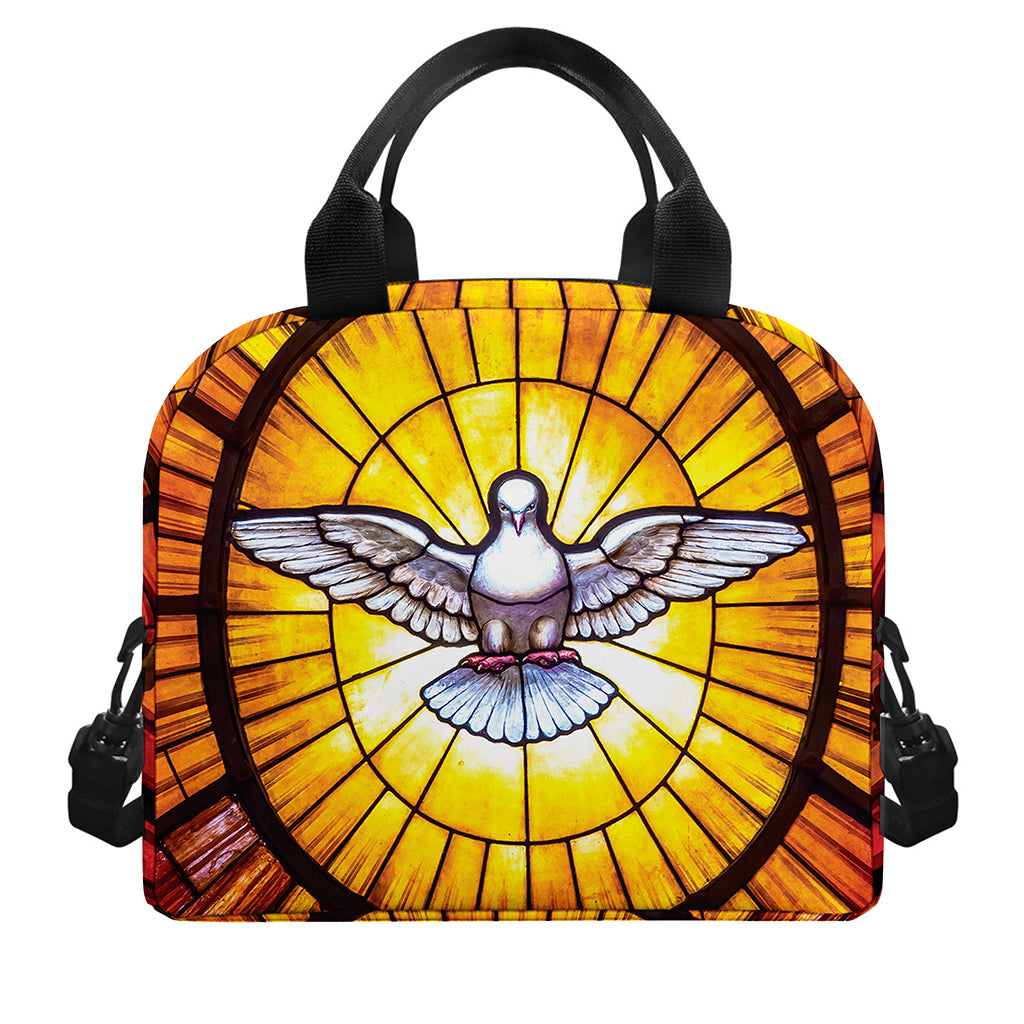 Holy Spirit Dove Stained Glass Print Insulated Lunch Bag