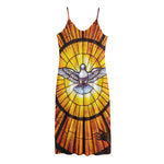 Holy Spirit Dove Stained Glass Print Jersey Midi Cami Dress