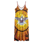 Holy Spirit Dove Stained Glass Print Jersey Midi Cami Dress